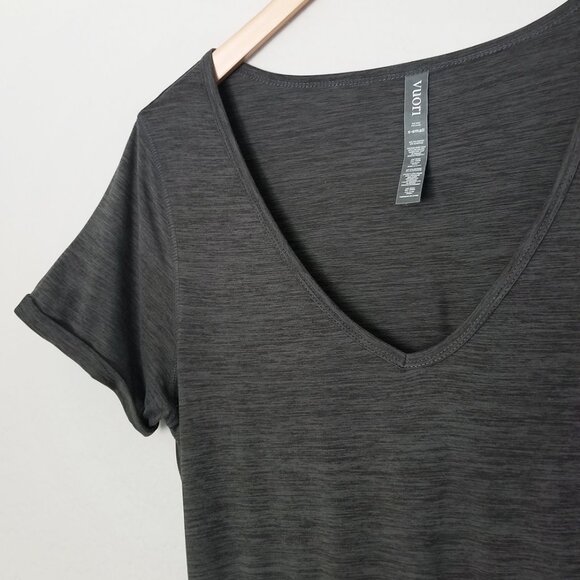 Vuori All Day Jumpsuit Charcoal Heather Short Sleeve V-Neck One Piece XS Gray - Picture 8 of 14